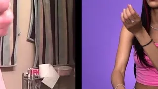 SPH babes reacting to small cock cumshot