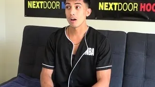 Amateur sexy stud jerks cock on casting