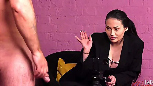 Clothed woman strips naked and shares views of her fine boobs and ass