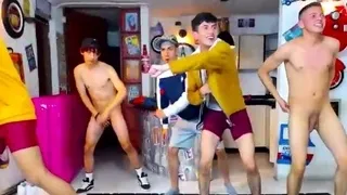 Amazing hot gay group sex scene in a warehouse