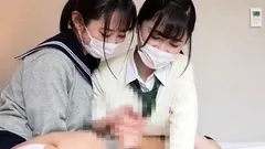 Two amateur big boobs teens threesome in public for money