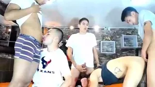 Amazing hot gay group sex scene in a warehouse