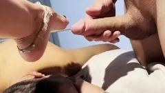 Amateur MILF in a threesome with double shot