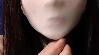 slut chinese wear tight mask on the train