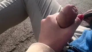 Busty Czech amateur fucks outdoor in public