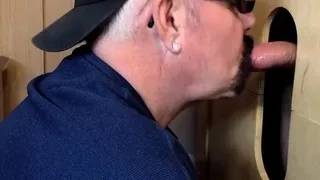 POV gloryhole DILF sucks and wanks dick