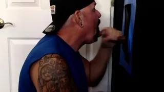 Mature DILF gobbling gloryhole cock