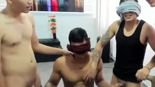 Amazing hot gay group sex scene in a warehouse