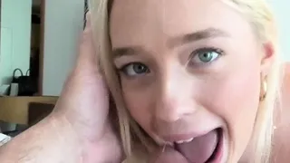 This blonde teen cocksucker loves eating ass