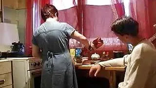 Step Mom and boy in the kitchen