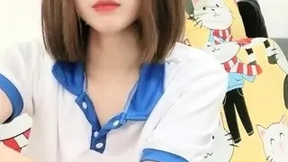 Horny amateur masked Asian teen toying on webcam show