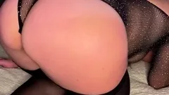 Husband cleaned girl's pussy after hard fucking and creampie