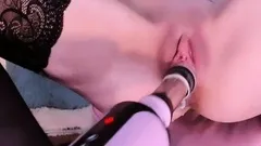 Amateur brunette double toying on webcam