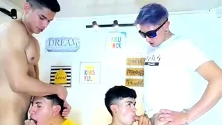 Amazing hot gay group sex scene in a warehouse