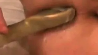 Pegging prostate and anal stretching with bizarre shovel dil