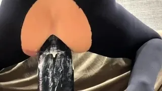 Fucking Her Ass With a Giant Dildo