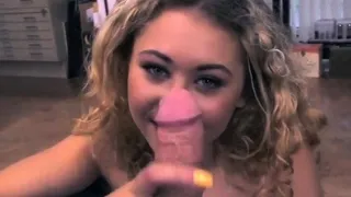 Petite handjob babe tugging pov cock