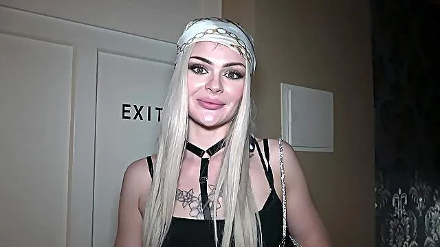 Stunning blonde gets laid at the club in intense group orgy