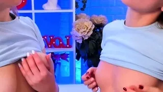 Blonde teen babe drinking wine and stripping chat on webcam