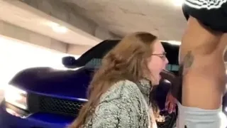 Blonde amateur blowjob POV in public