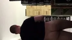 Sissy showing off ass at work