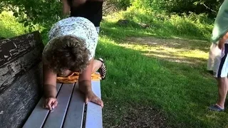 Jessica fucked and creampied by strangers in the park