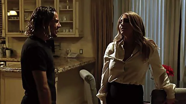 Elegant MILF strips for the young cock and ends her true porno with cum on tits