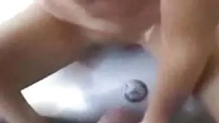 Sexy blonde fucked on the car