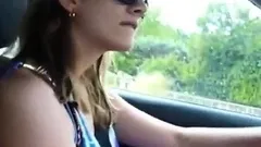 GF fingering herself in car