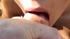 Amateur MILF swallow all cum Blowjob Outdoor