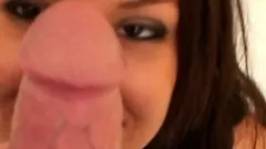 Brand new brunette teen with big tits and a fat ass sucks co