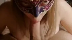 Hot Amateur Wife in Mask Blows Husband And Rides Him