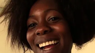 Happy Black Ebony Teen Choking on my BIG White Cock