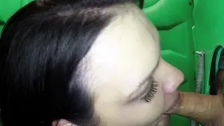 Big titted glory hole blowjob slut fucks and loves facial