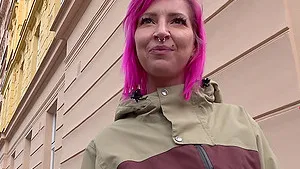 Fucking in the strip club with pink-haired slut Alex Bee with piercings