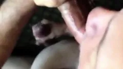 Feeding a daddy his liquid lunch in the back office