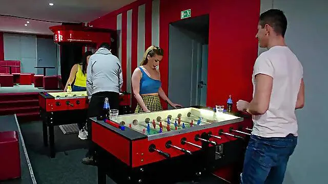 Dashing blonde slut gets random man fucking her ass at the club