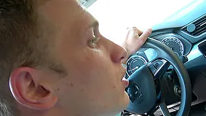 Solo gay dude strips of his clothes to stroke his cum gun