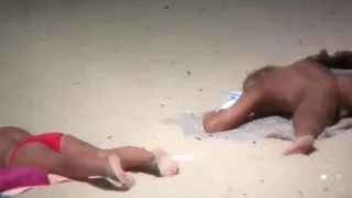 Cute blonde girls at beach hidden cam