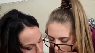 My new stepdaughter is sucking my dick and wife caught us