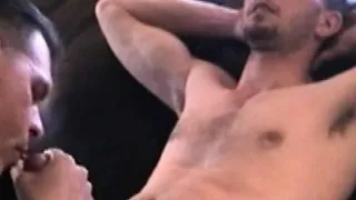 Dicksucked straight jock facializing horny DILF