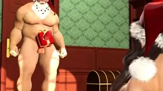 Santa Claus plays with a Super Cute Nerdy Girl