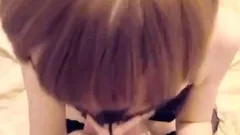 Masked Amateur Teen18 In Lingerie Worships A Big Cock In POV