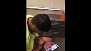 Workmen caught jerking and cumming in restroom