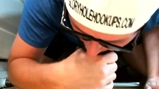 Gloryhole daddy sucking hard shaft in POV