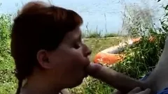 Amateur Redhead Wife Gives A Hot Blowjob In The Outdoors