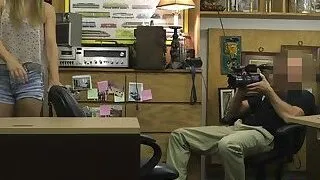 Tight blonde woman with glasses gets banged for money