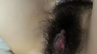 Asian milf shows her creampie close up