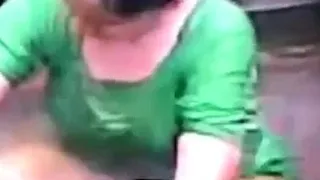 Desi Fox glances back at her voyeur husband as sh