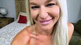 Mature stepmother lets stepson to feel her shaved pussy